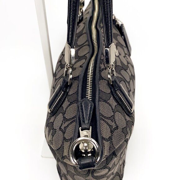 COACH Signature Kelsey Satchel Smoke/Black Crossbody Bag - Picture 14 of 16